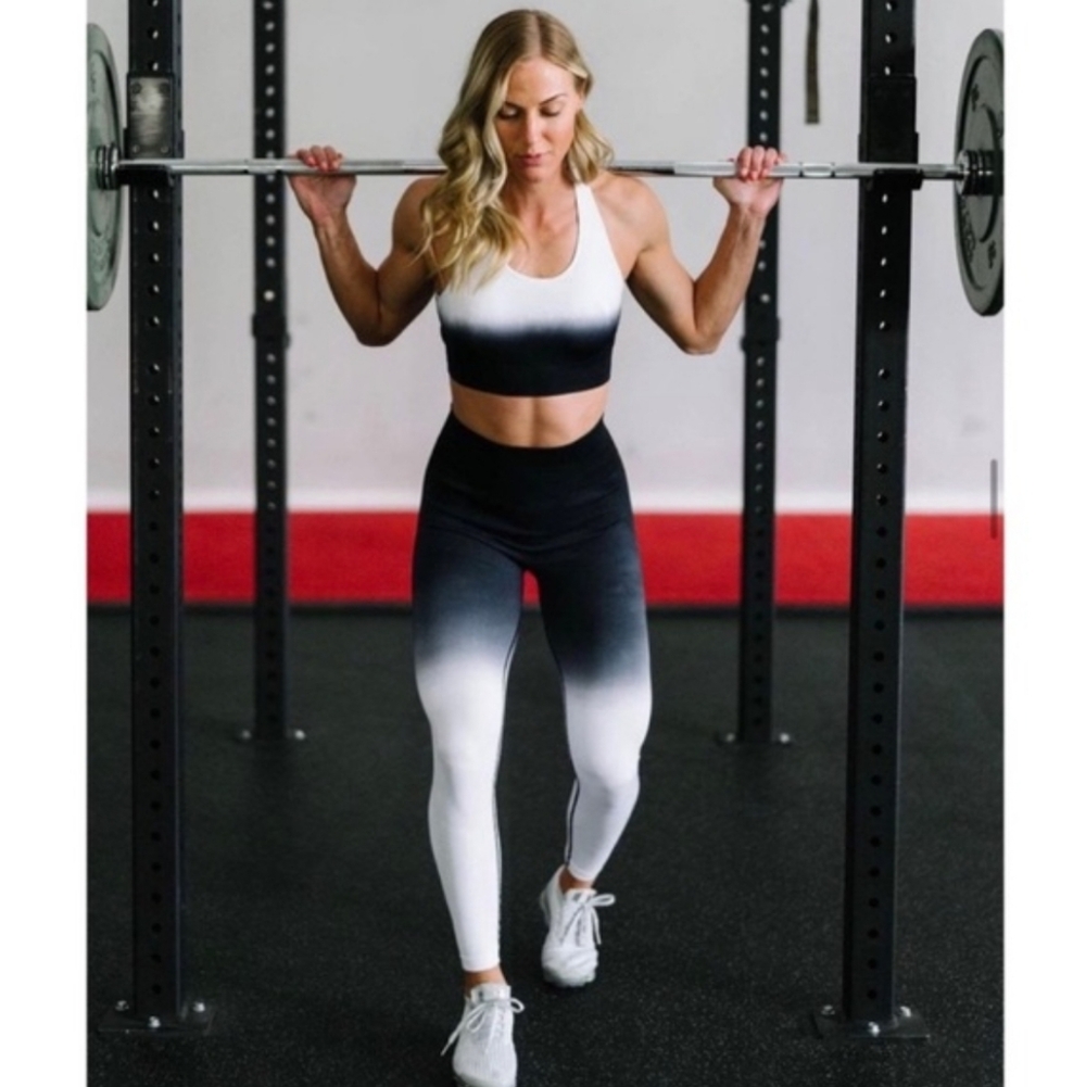 ZYIA Black-to-White Ombre High-Waist Leggings